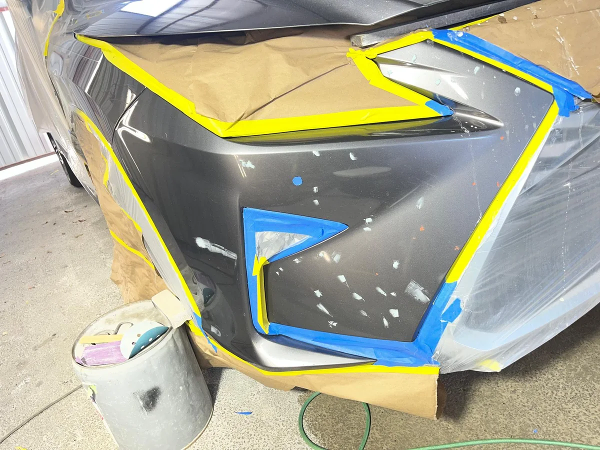 Panel masked with tape and ready to paint